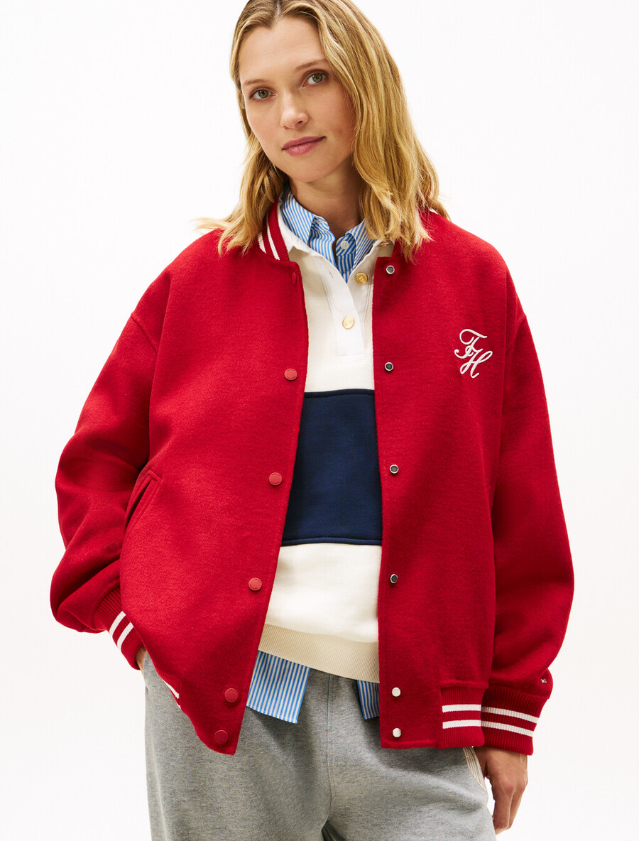giubbotto bomber in misto lana double-face