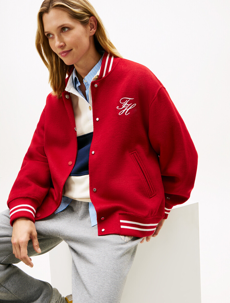 giubbotto bomber in misto lana double-face