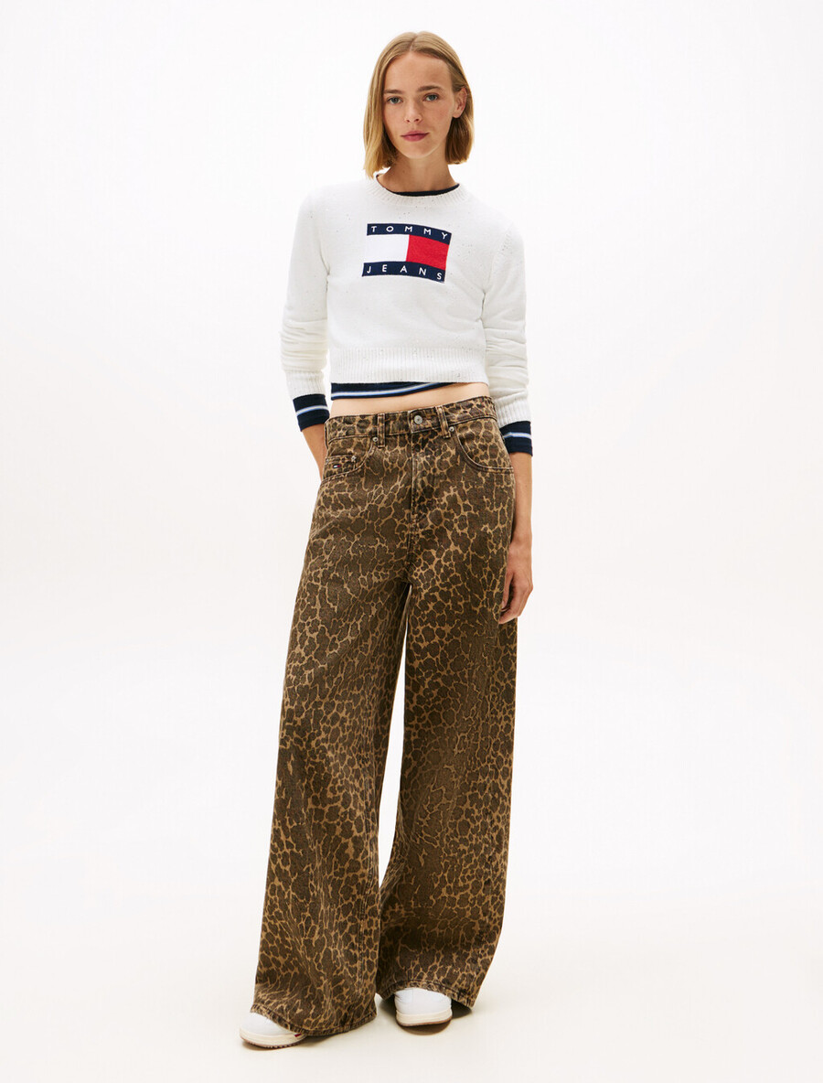 maglione slim con paillettes tommy flag