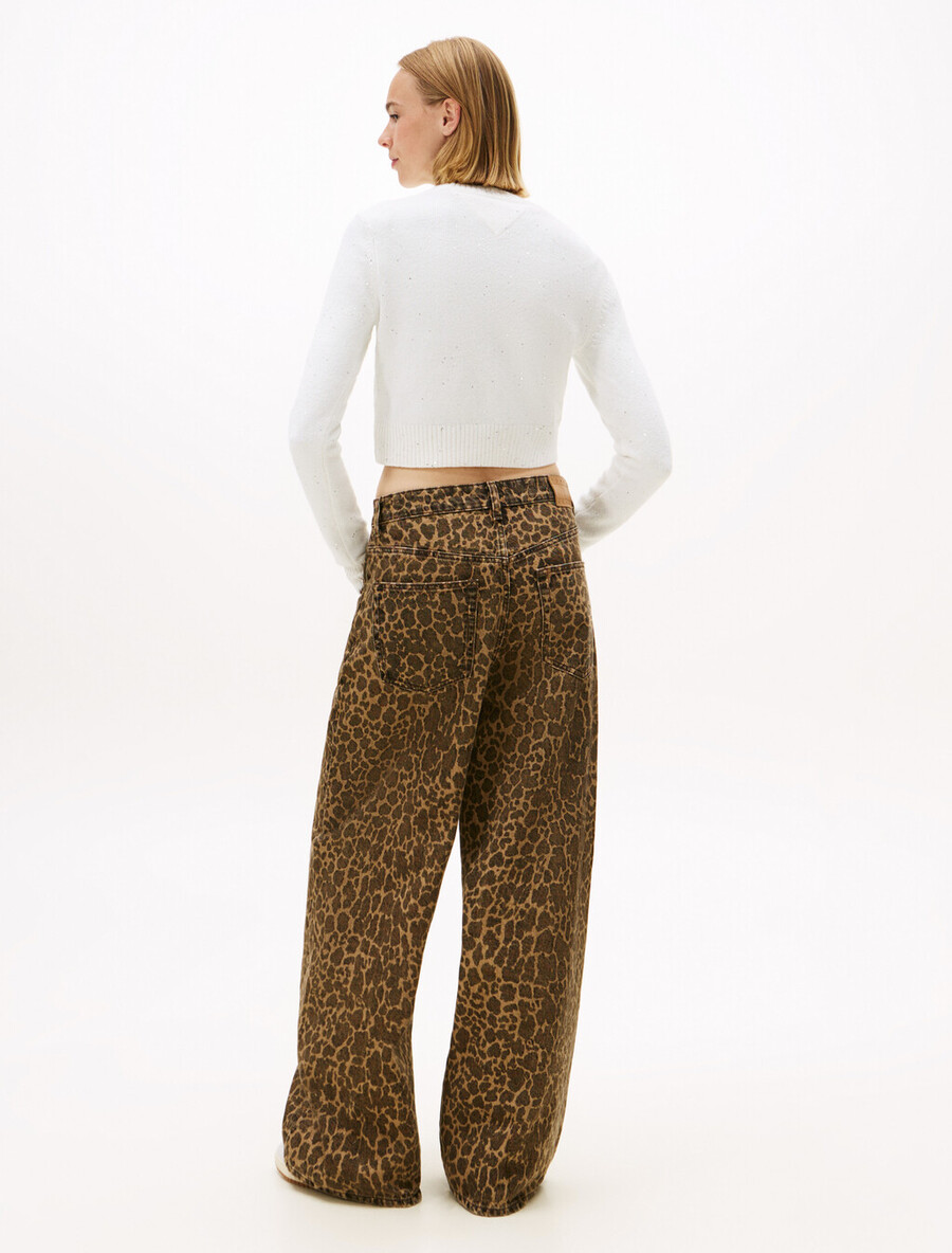 maglione slim con paillettes tommy flag