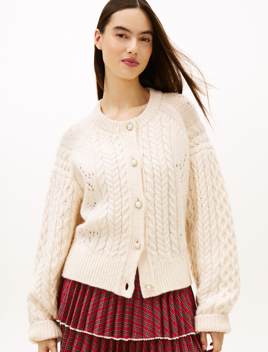 cardigan in maglia a trecce tommy girl