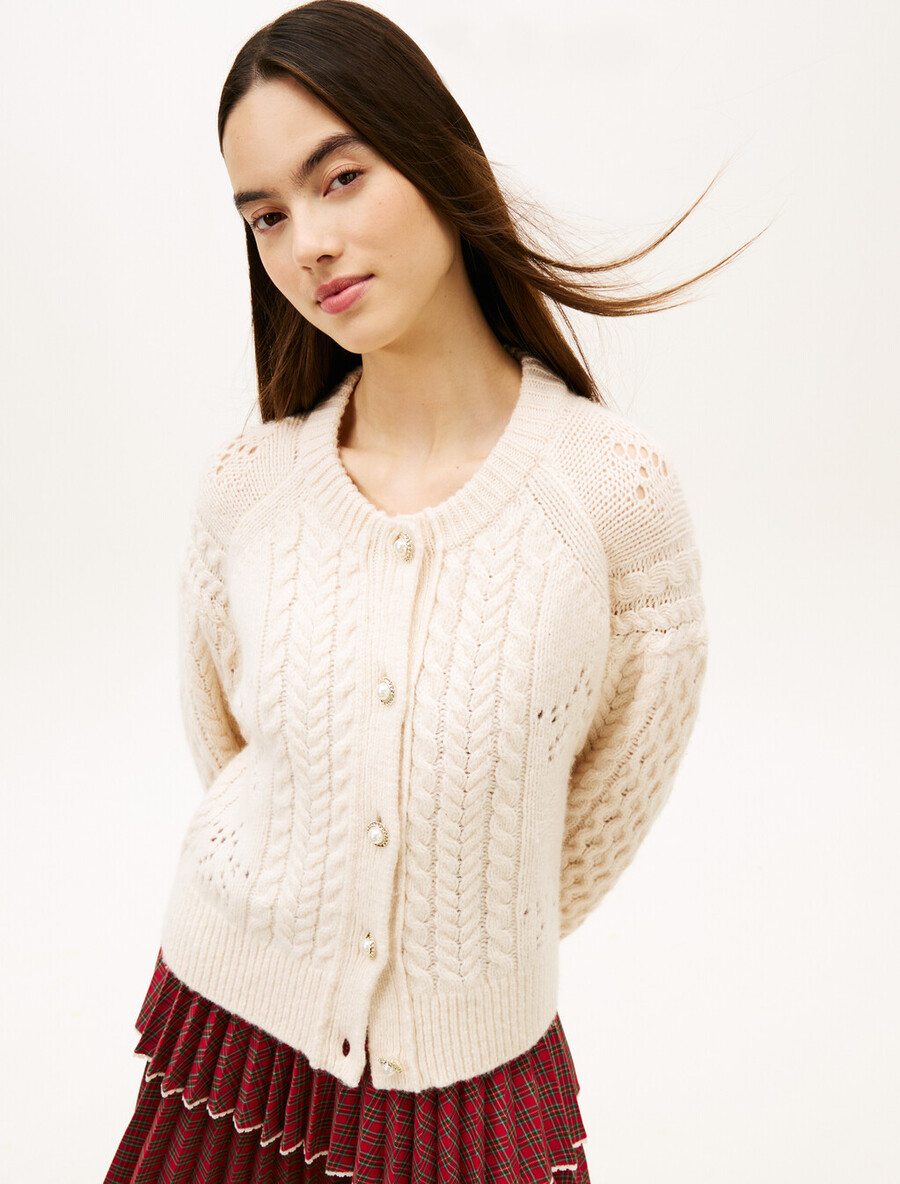 cardigan in maglia a trecce tommy girl