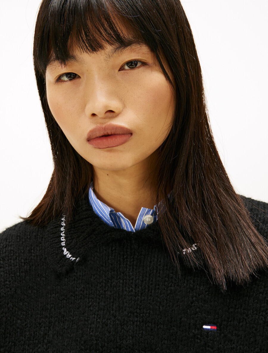 maglione polo oversize argyle con alpaca