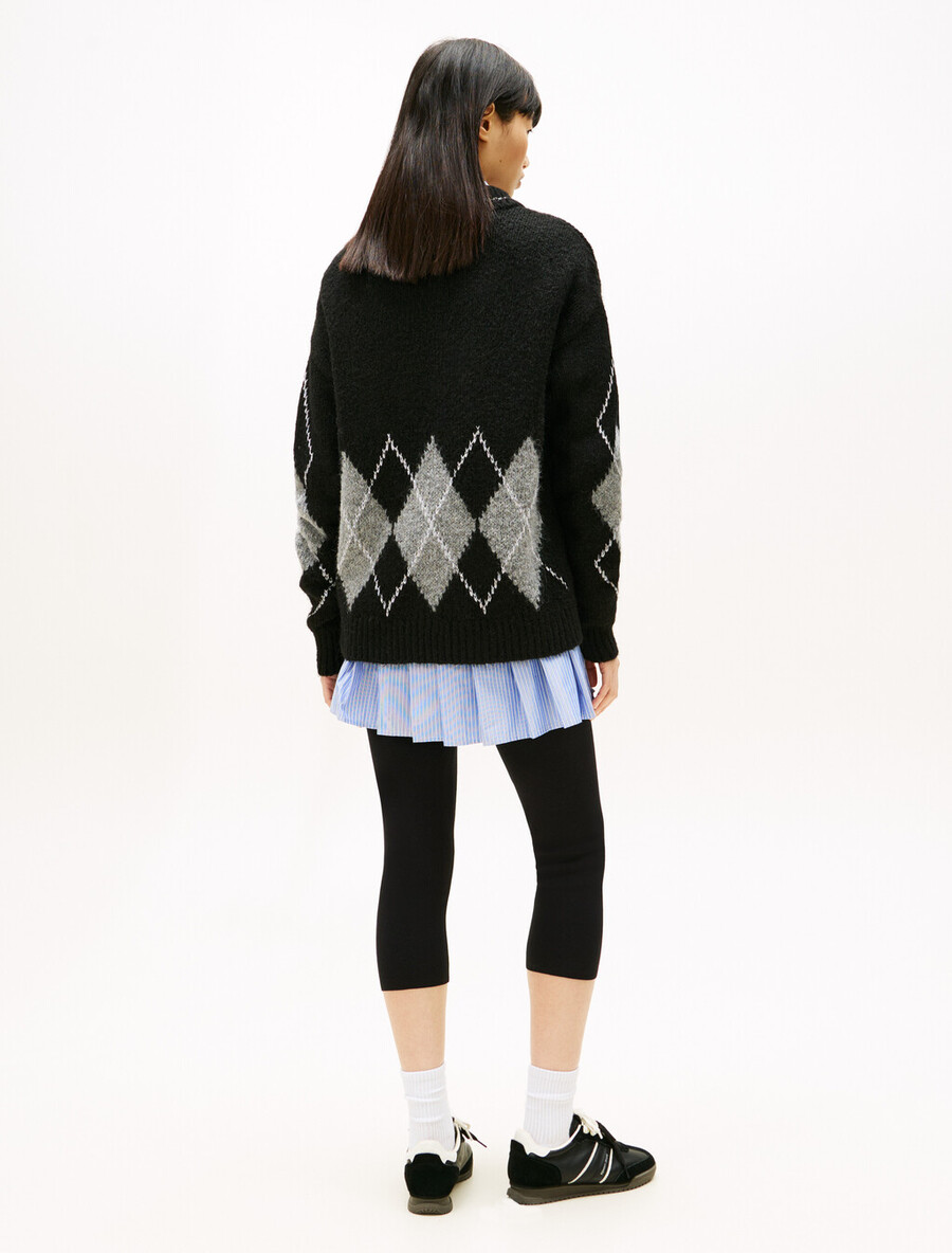 maglione polo oversize argyle con alpaca