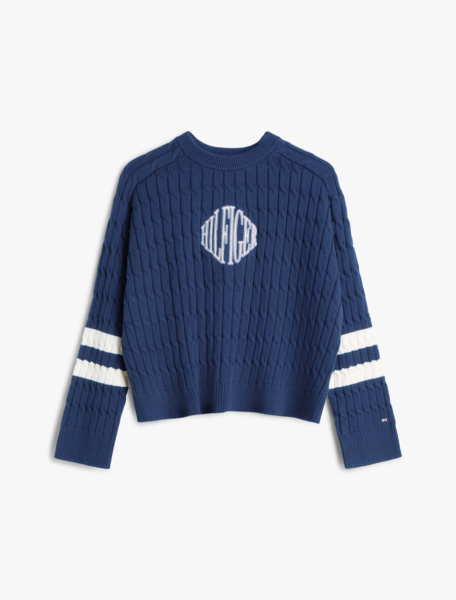maglione lavorato a maglia con ricamo del logo