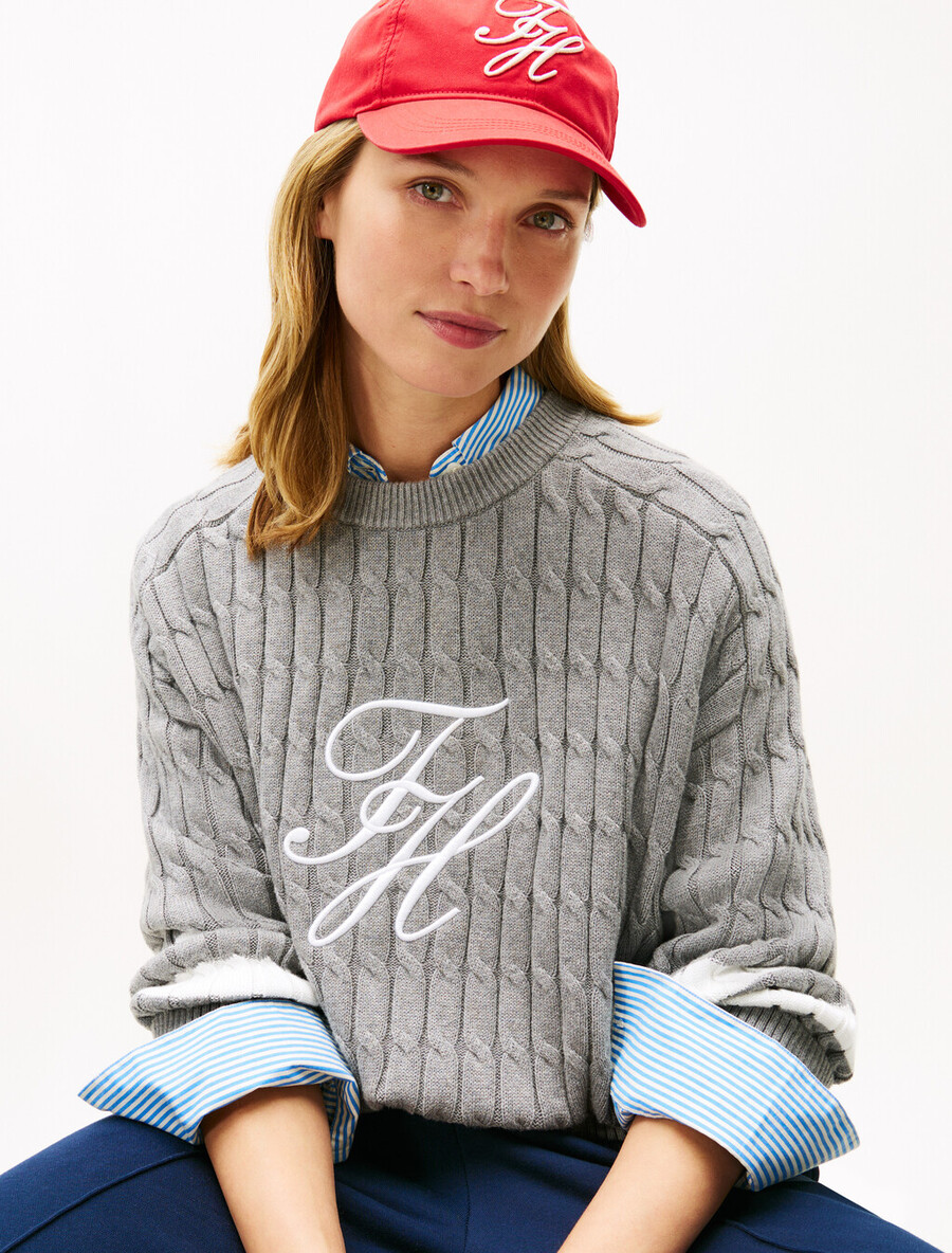 maglione lavorato a maglia con ricamo del logo