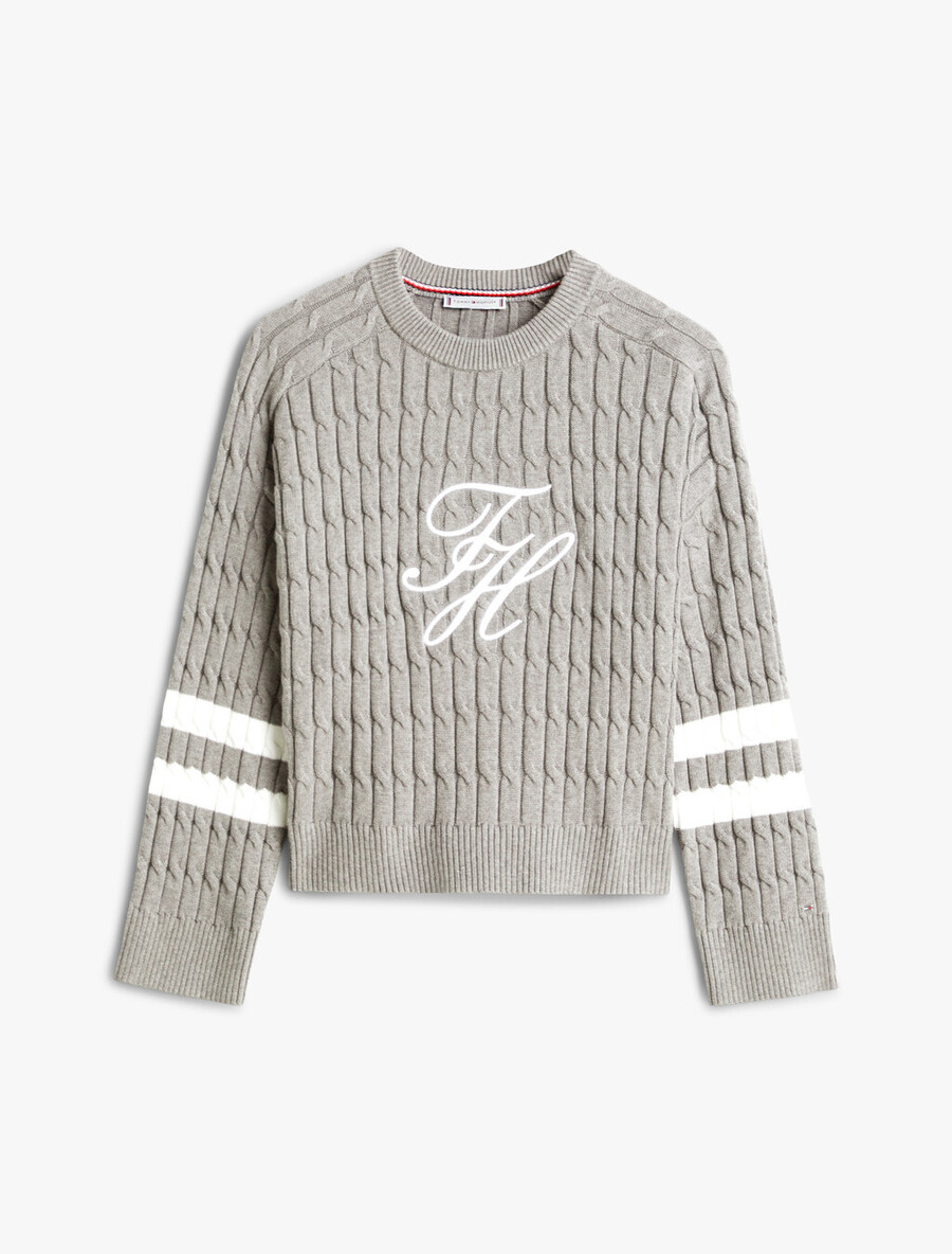 maglione lavorato a maglia con ricamo del logo