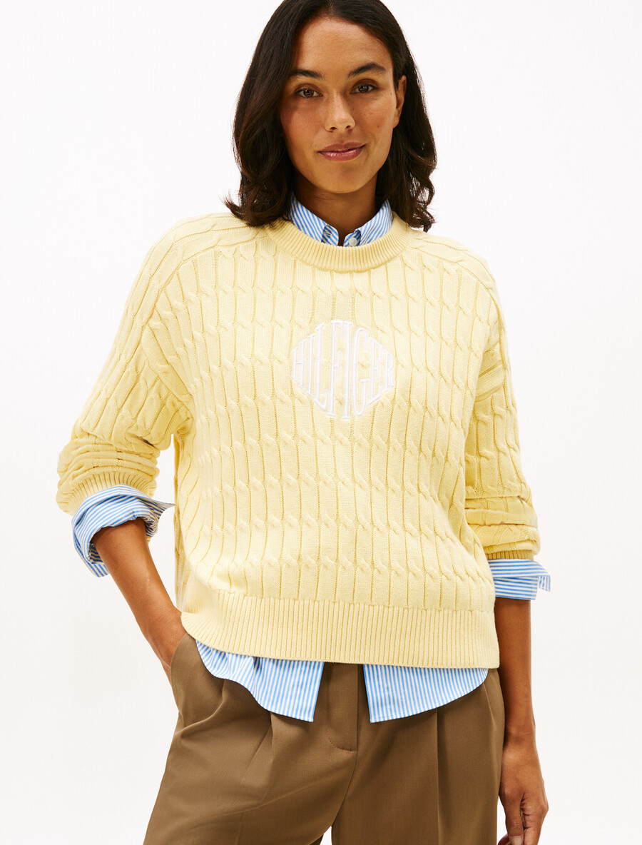 maglione lavorato a maglia con ricamo del logo