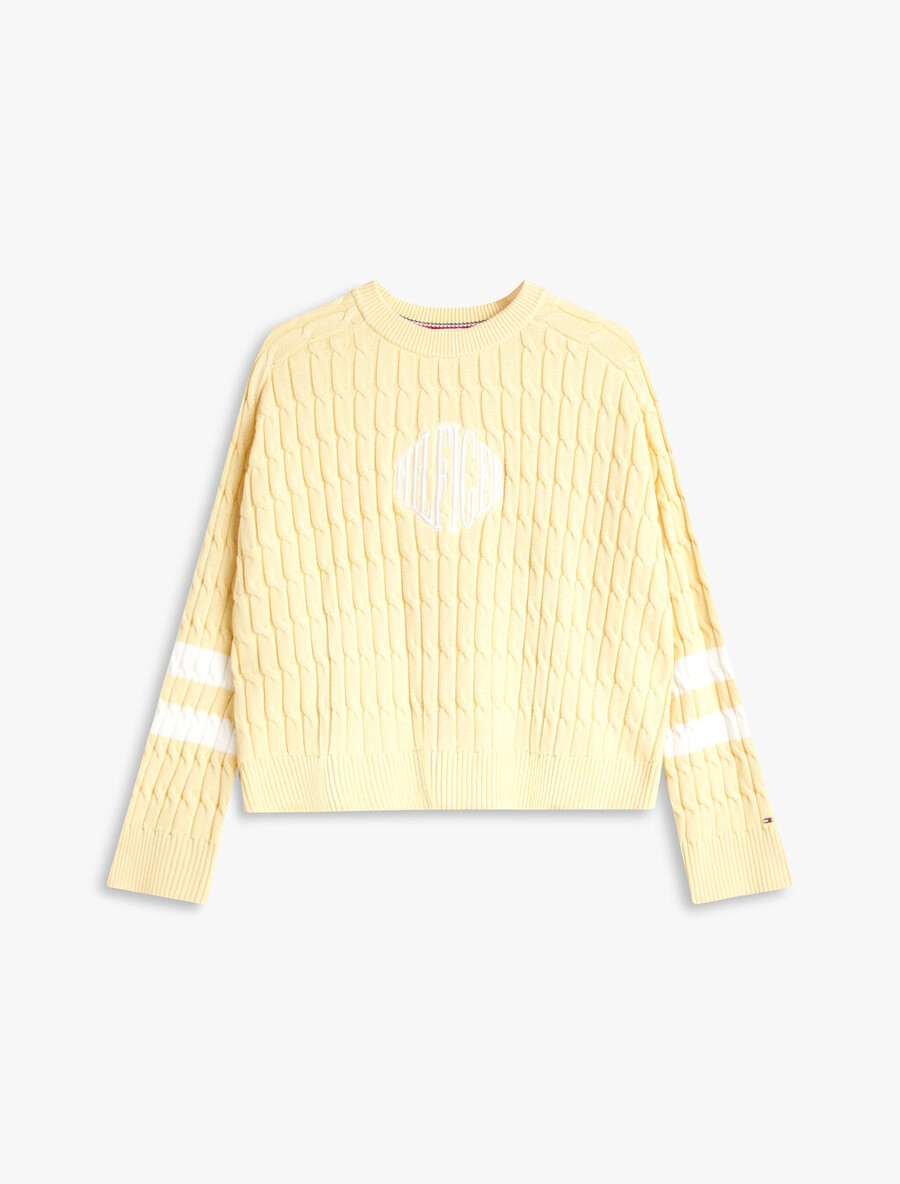 maglione lavorato a maglia con ricamo del logo