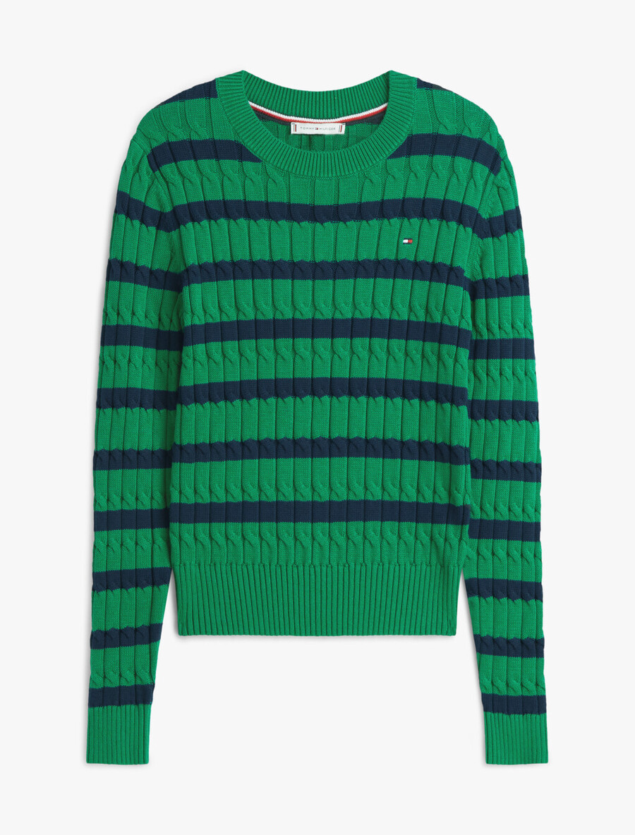 maglione girocollo in maglia a trecce