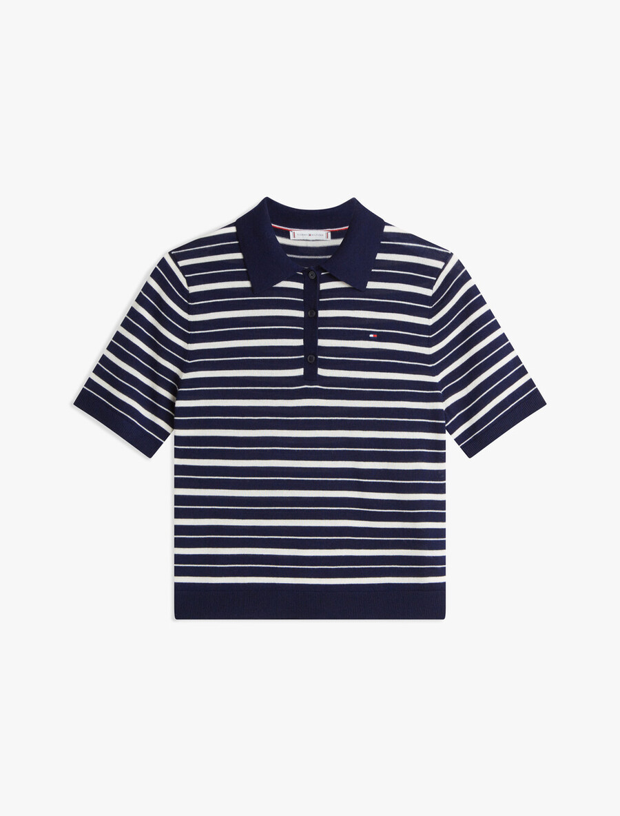 maglione polo a maniche corte con seta