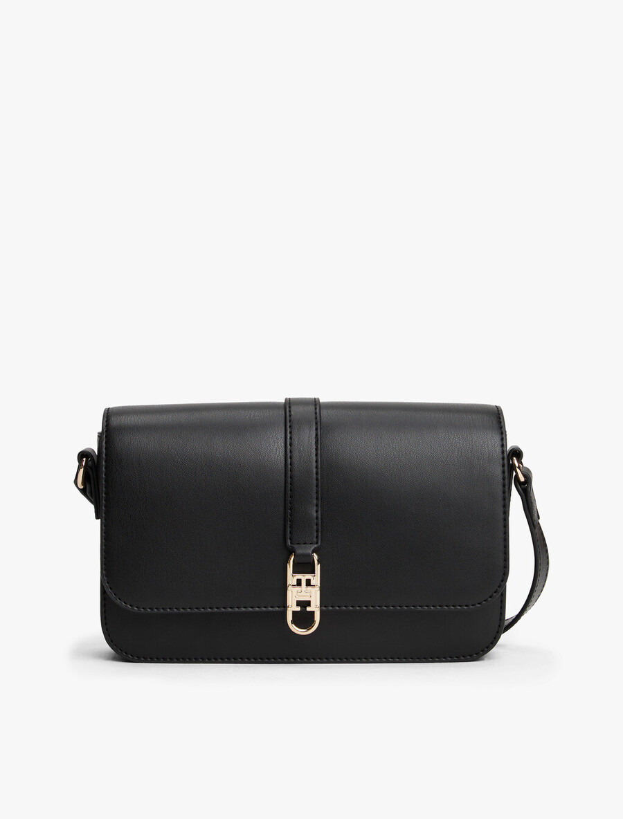 borsa a tracolla con patta e monogramma th