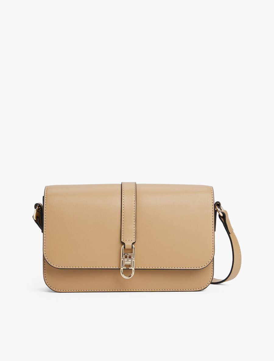borsa a tracolla con patta e monogramma th