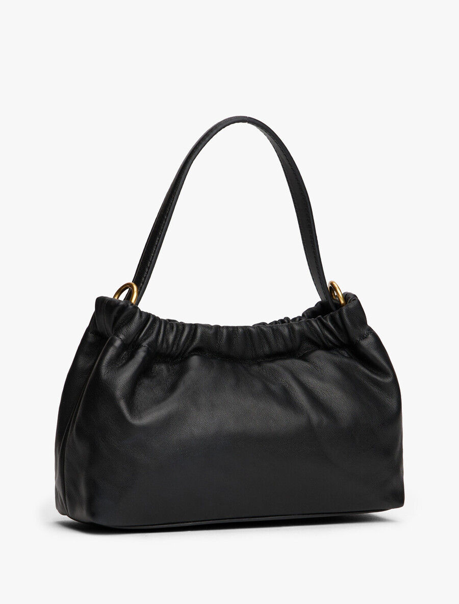 borsa a tracolla con placca logo in morbida pelle