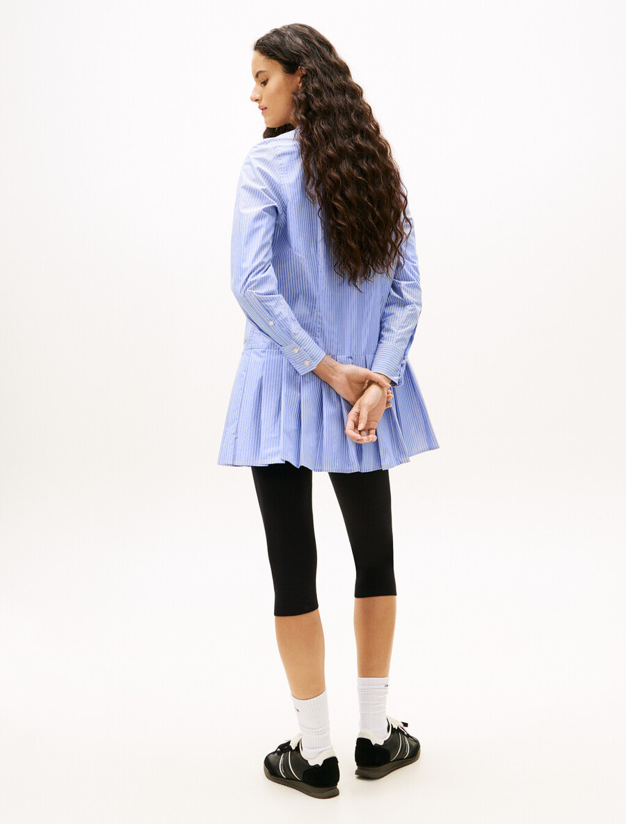 mini abito camicia rilassato con pieghe metallizzate