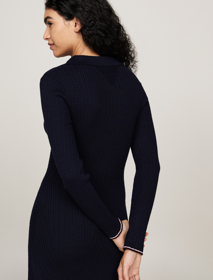 abito polo midi con stemma e cashmere