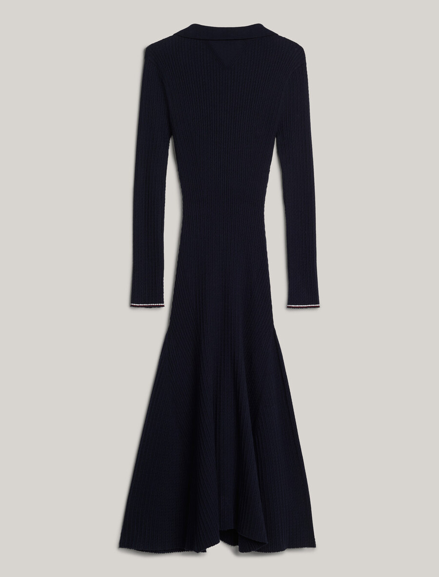 abito polo midi con stemma e cashmere