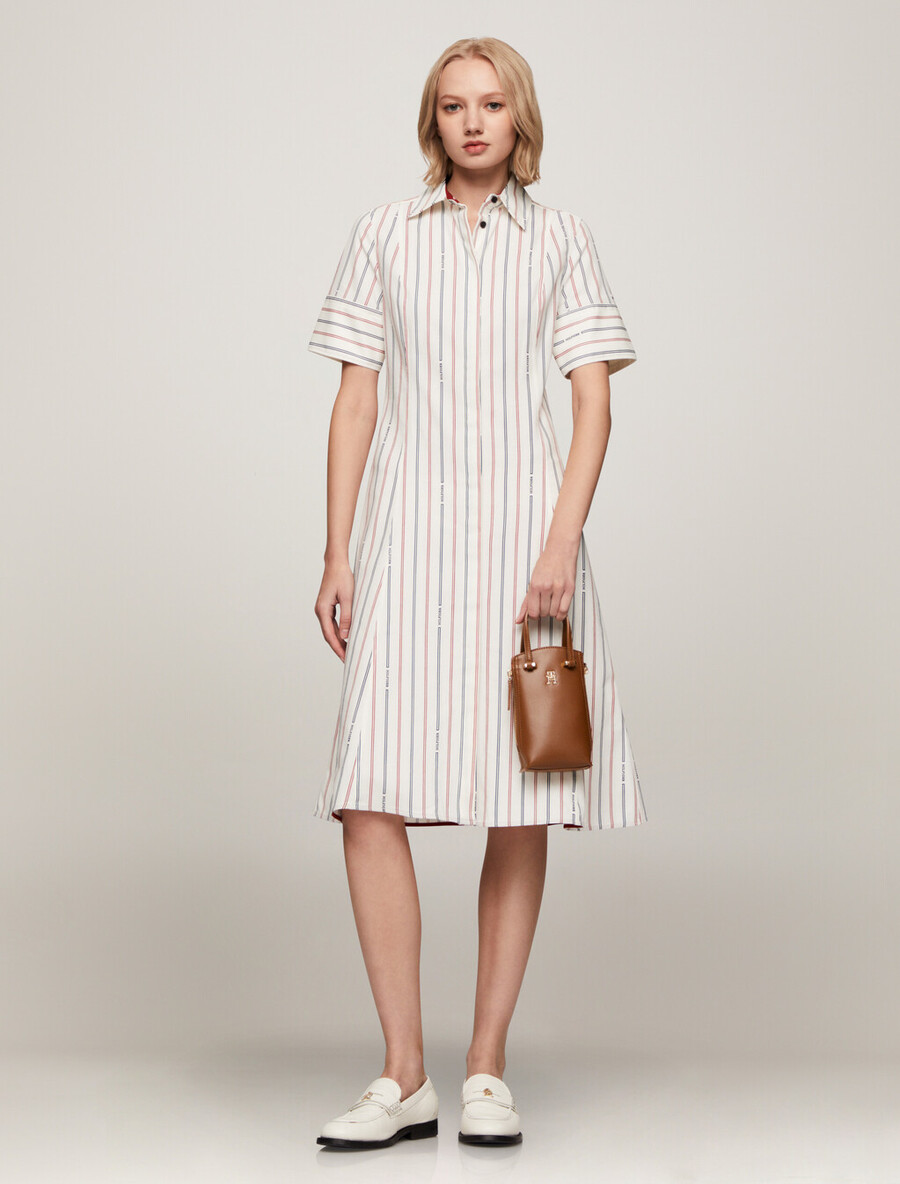abito camicia a righe con logo asia fit