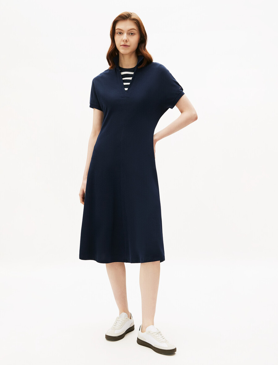 abito midi in lyocell con scollo aperto in stile asiatico