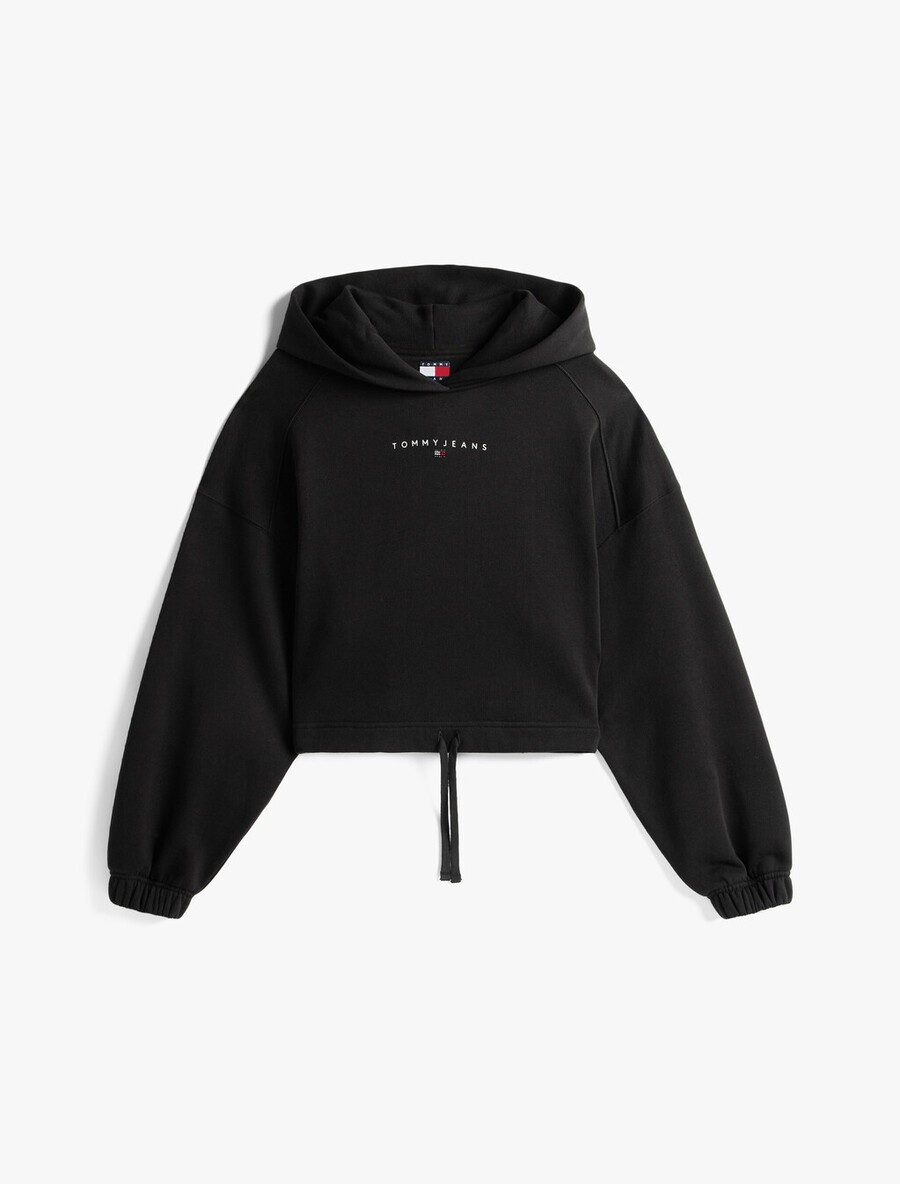 felpa con cappuccio corta con logo in strass