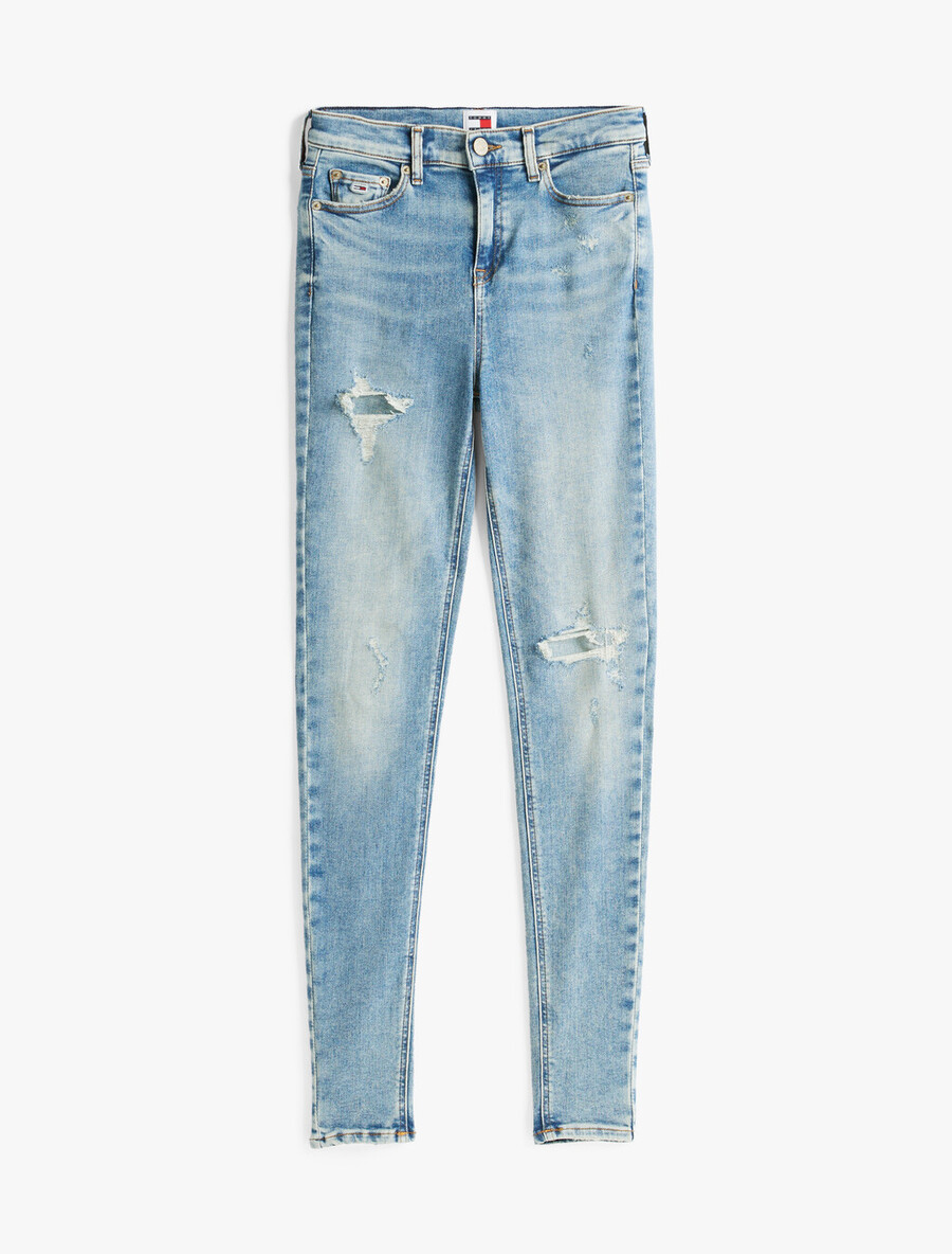 jeans skinny a vita media effetto consumato nora