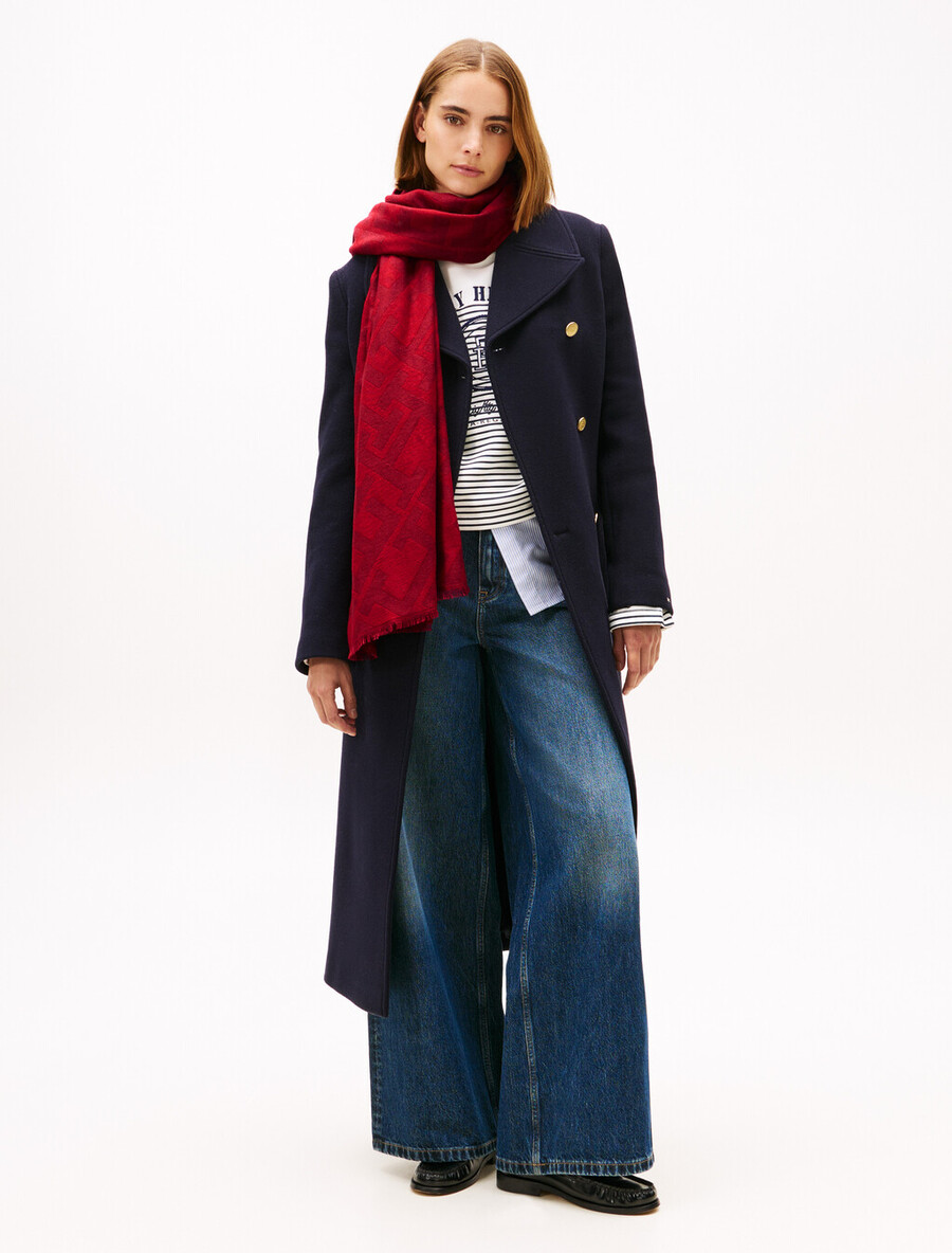 sciarpa in jacquard con monogramma th e lana
