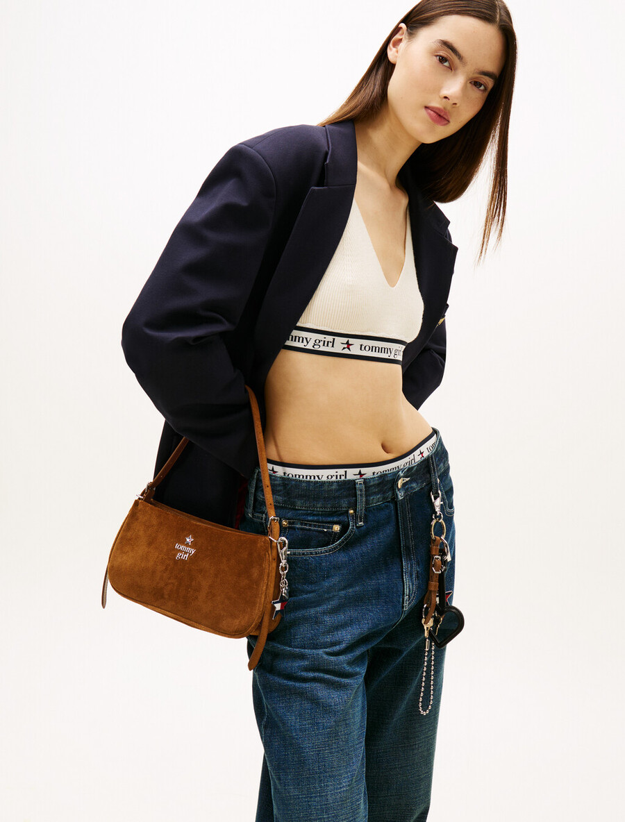borsa a tracolla in pelle scamosciata tommy girl