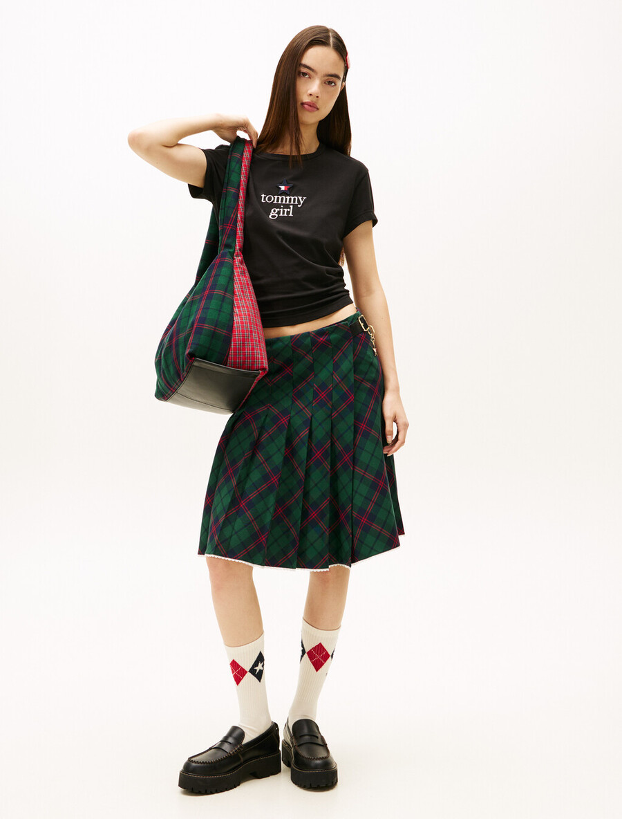 gonna midi plissettata in tartan tommy girl