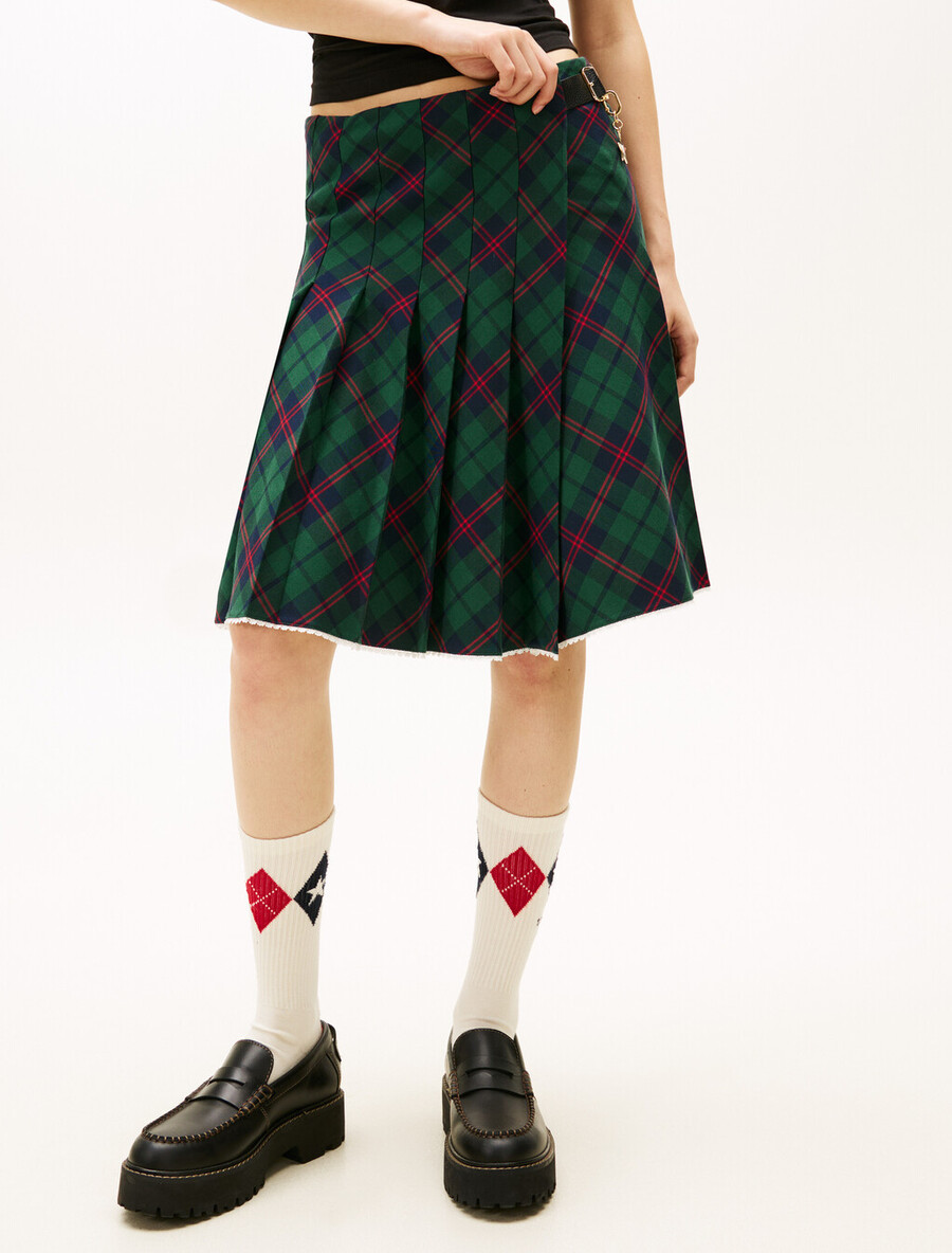 gonna midi plissettata in tartan tommy girl