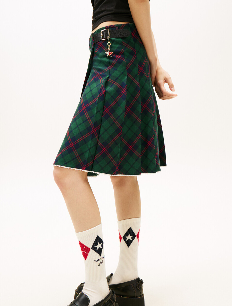 gonna midi plissettata in tartan tommy girl