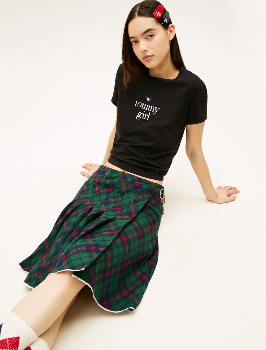 gonna midi plissettata in tartan tommy girl