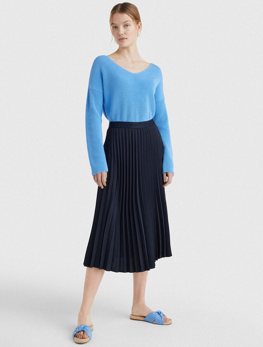 gonna midi plissettata in twill