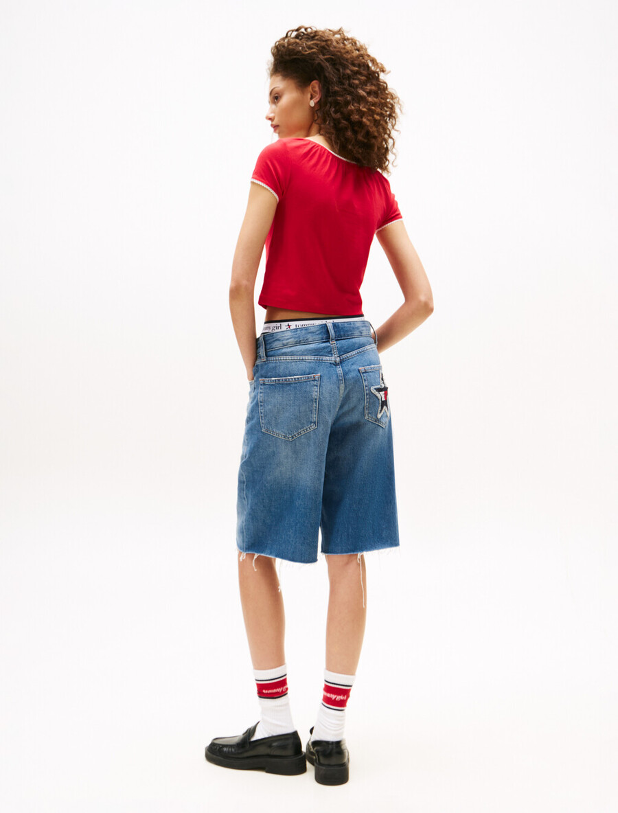 maglietta corta slim con logo tommy girl