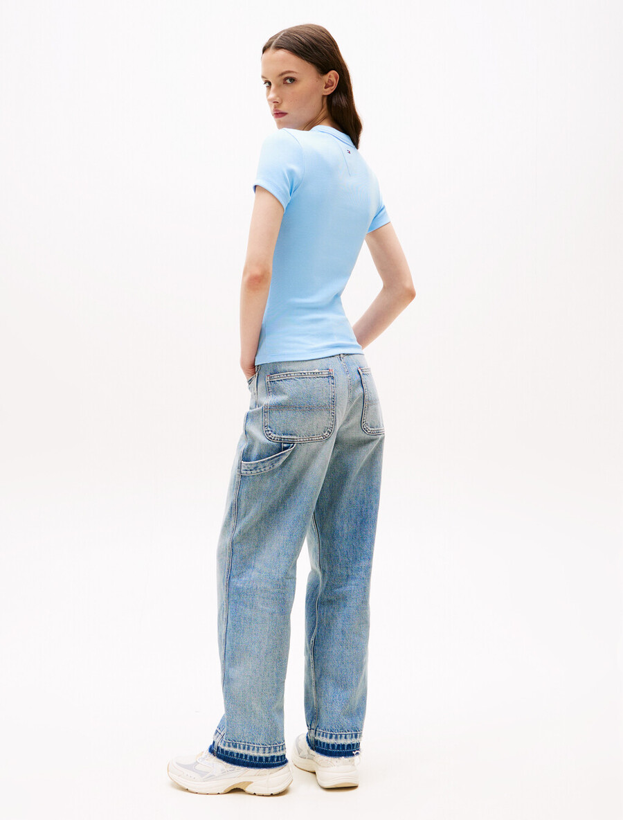 t-shirt in maglia a coste con logo script