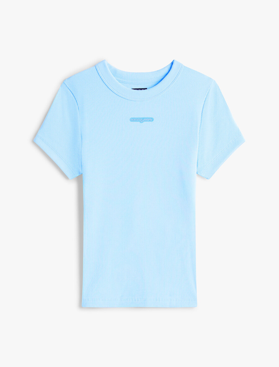t-shirt in maglia a coste con logo script