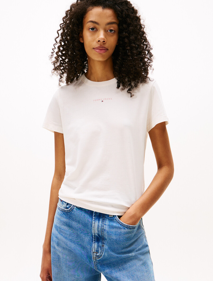 t-shirt girocollo con logo lineare