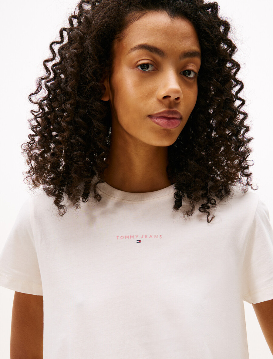 t-shirt girocollo con logo lineare