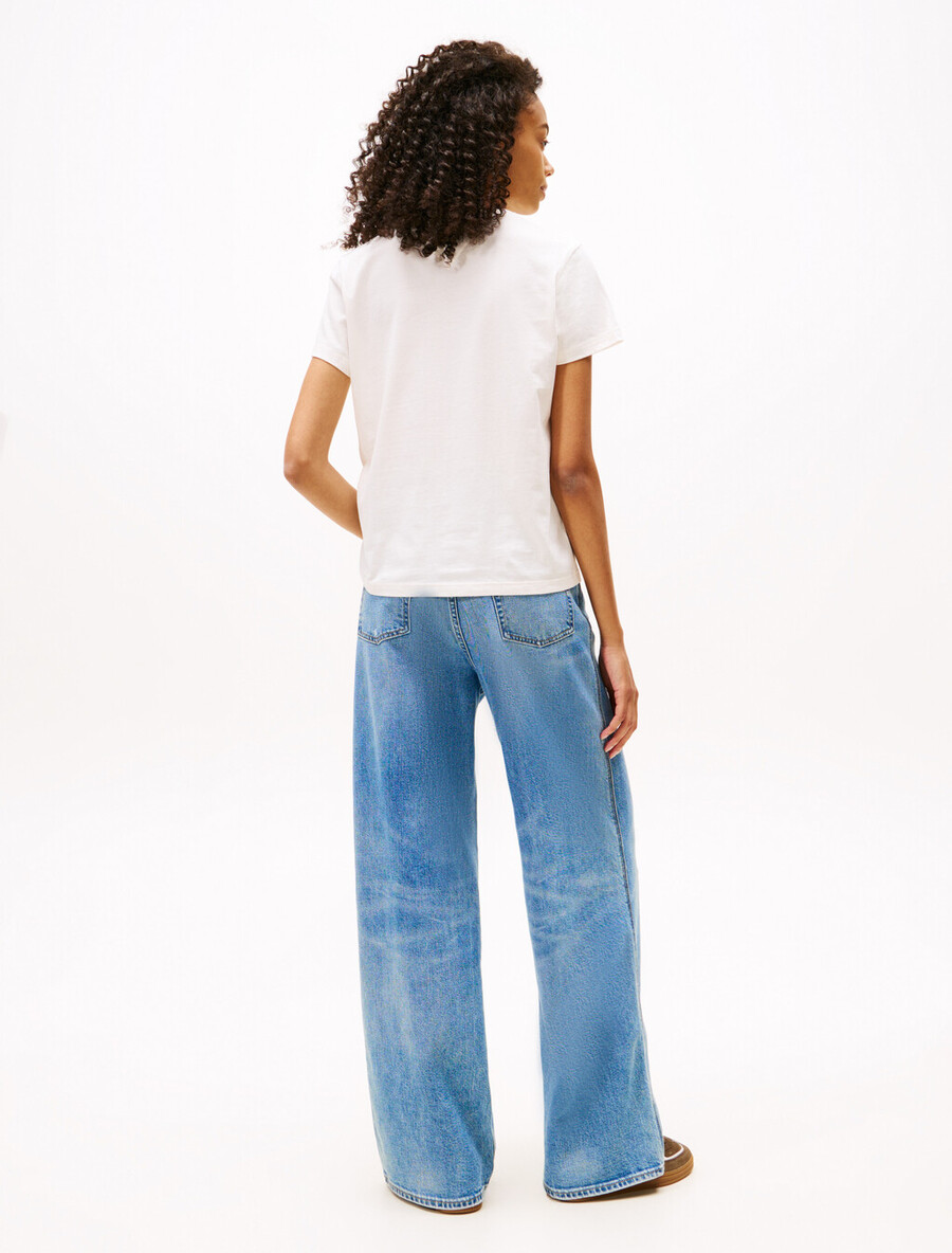 t-shirt girocollo con logo lineare