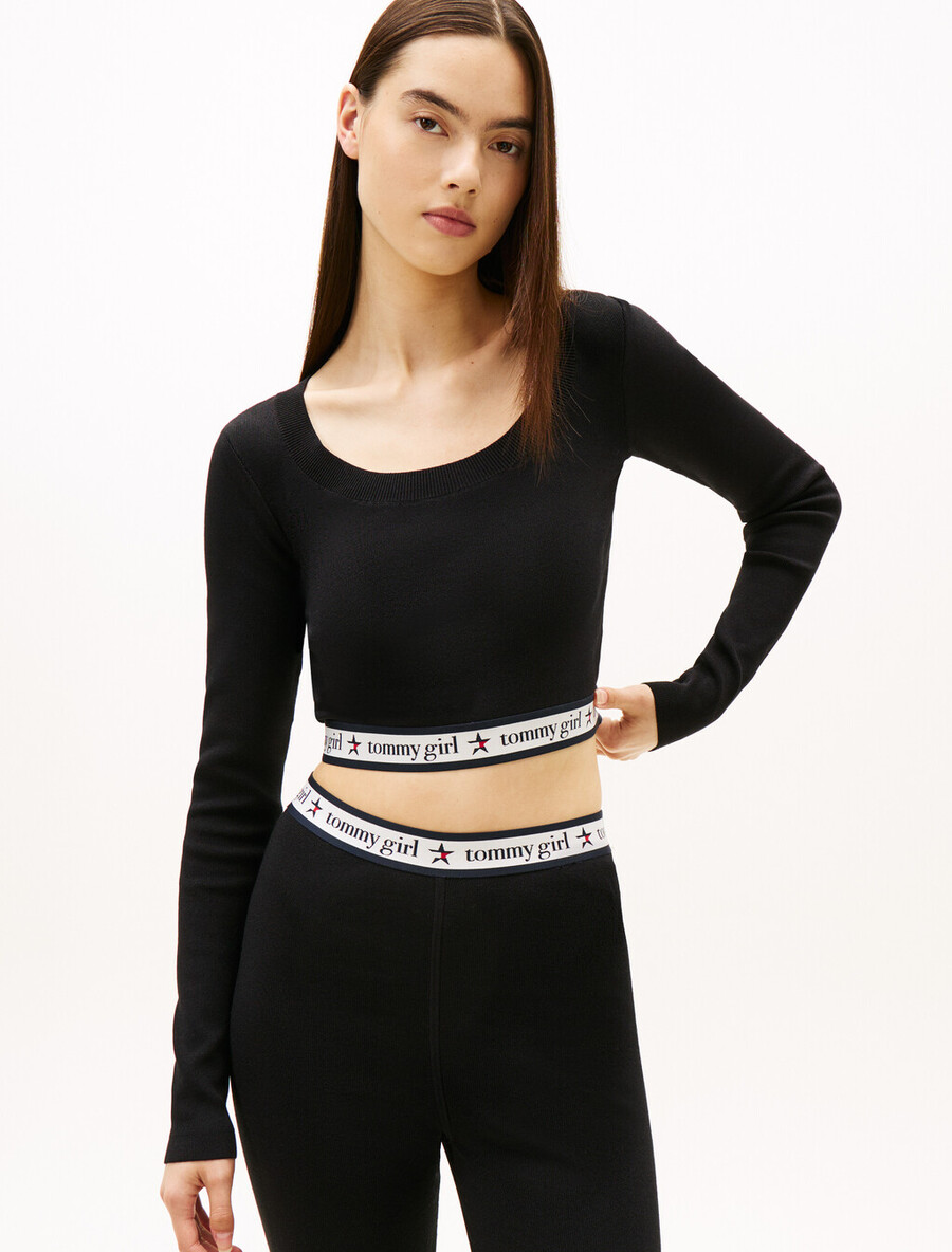 top corto a maniche lunghe tommy girl