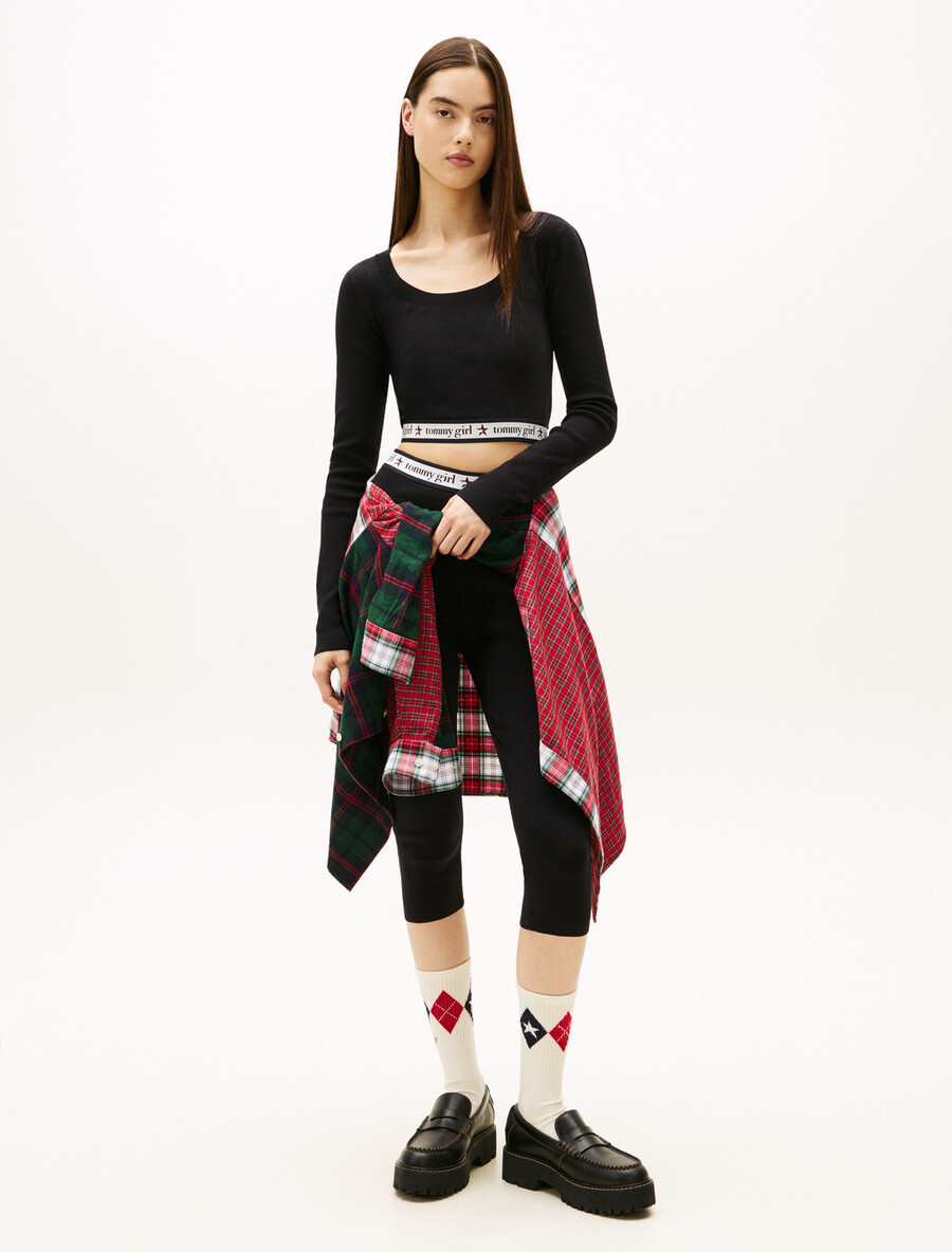 top corto a maniche lunghe tommy girl