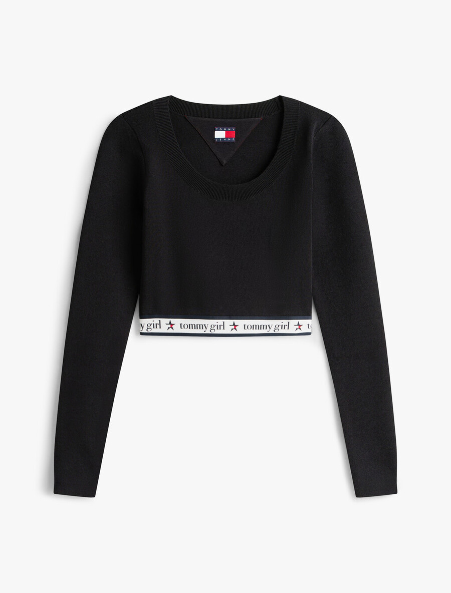 top corto a maniche lunghe tommy girl