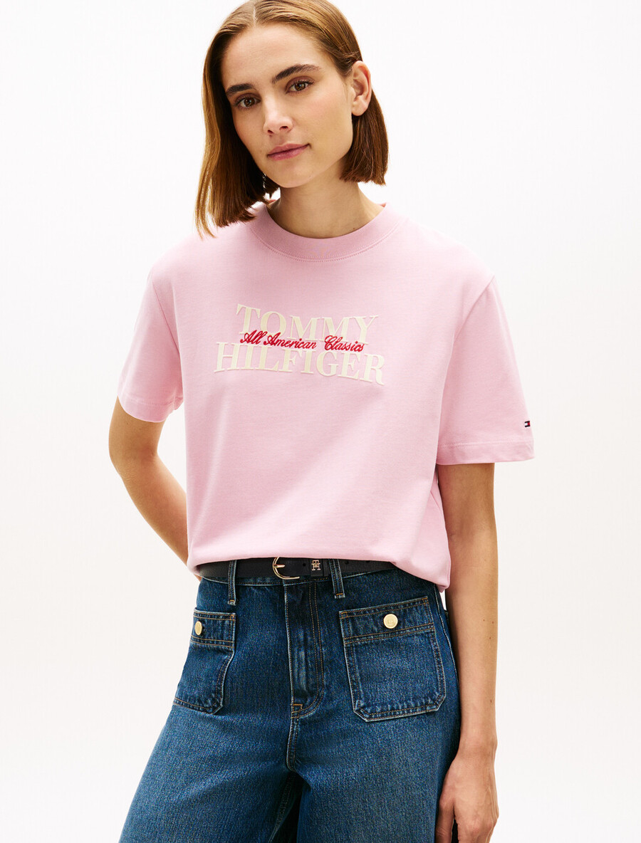 maglietta rilassata con logo flock classico