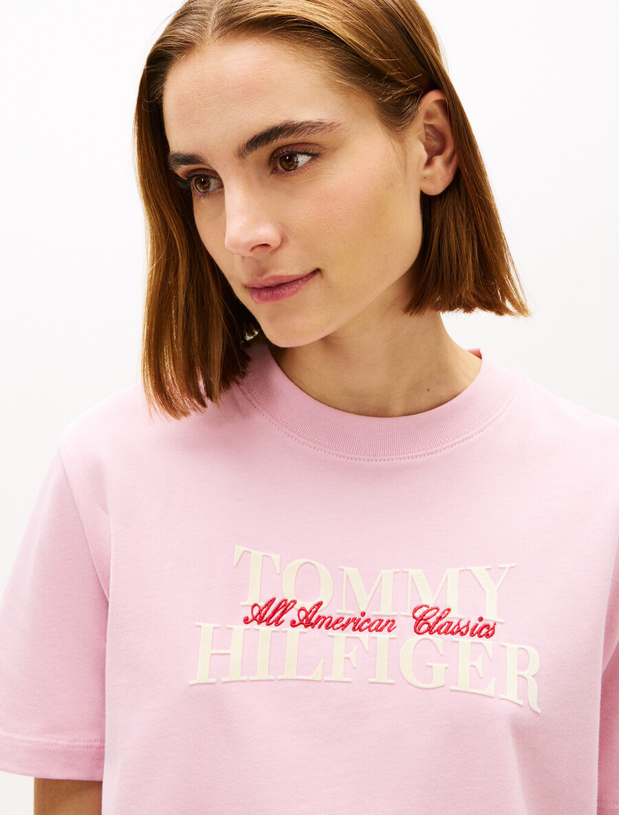 maglietta rilassata con logo flock classico