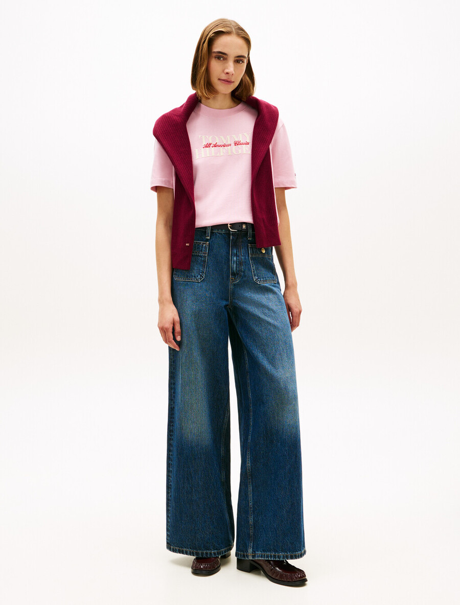 maglietta rilassata con logo flock classico