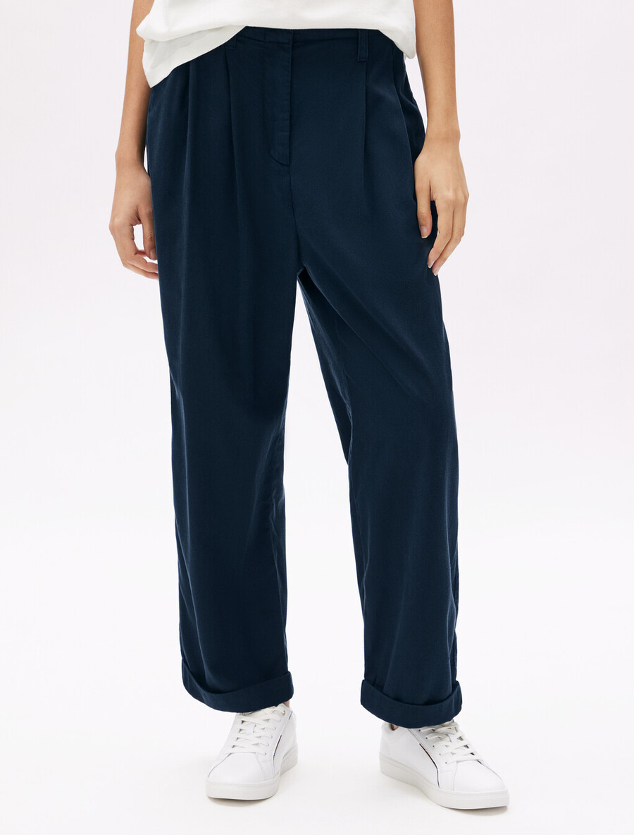 pantaloni dritti rilassati in misto cotone