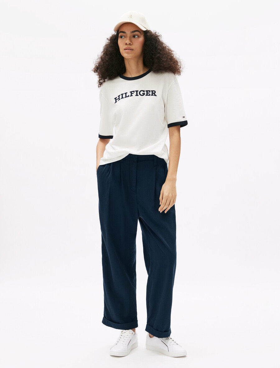 pantaloni dritti rilassati in misto cotone