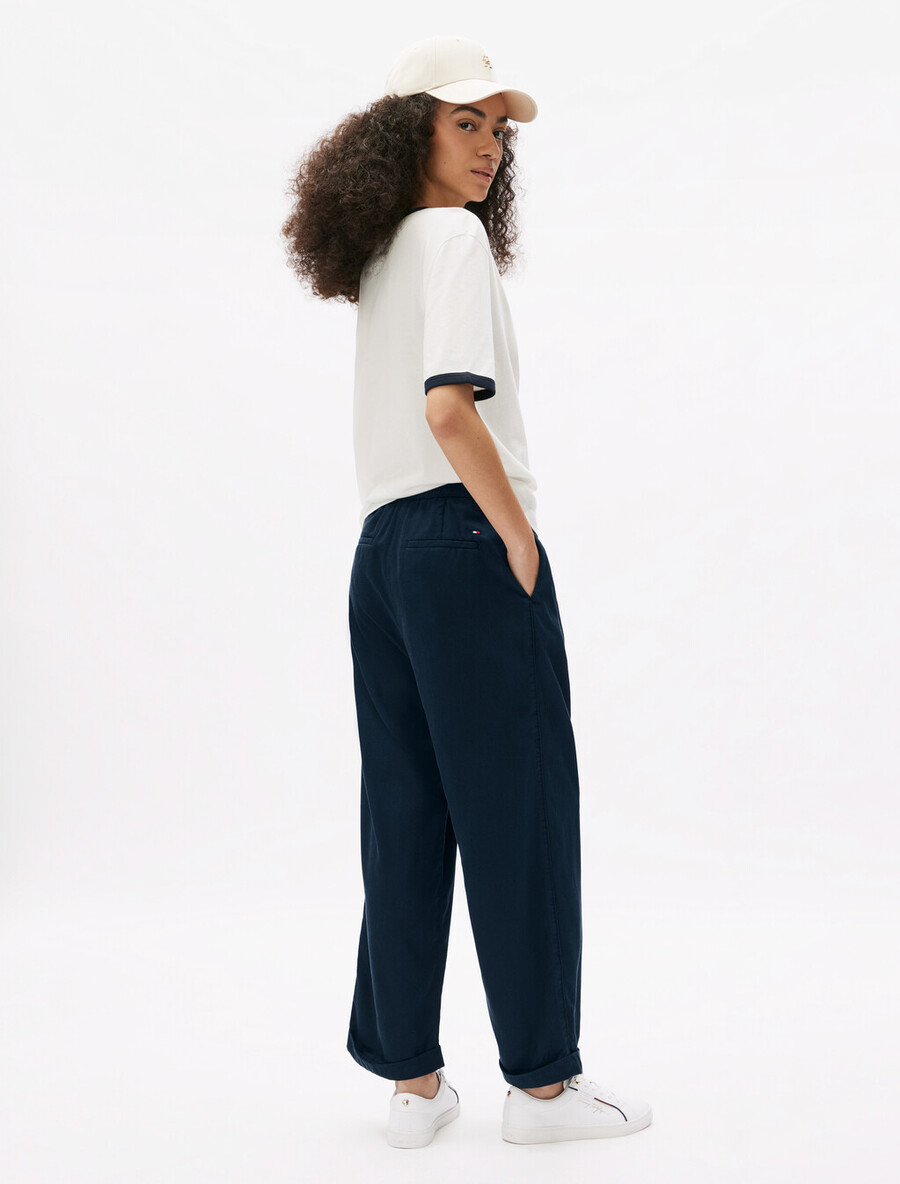 pantaloni dritti rilassati in misto cotone