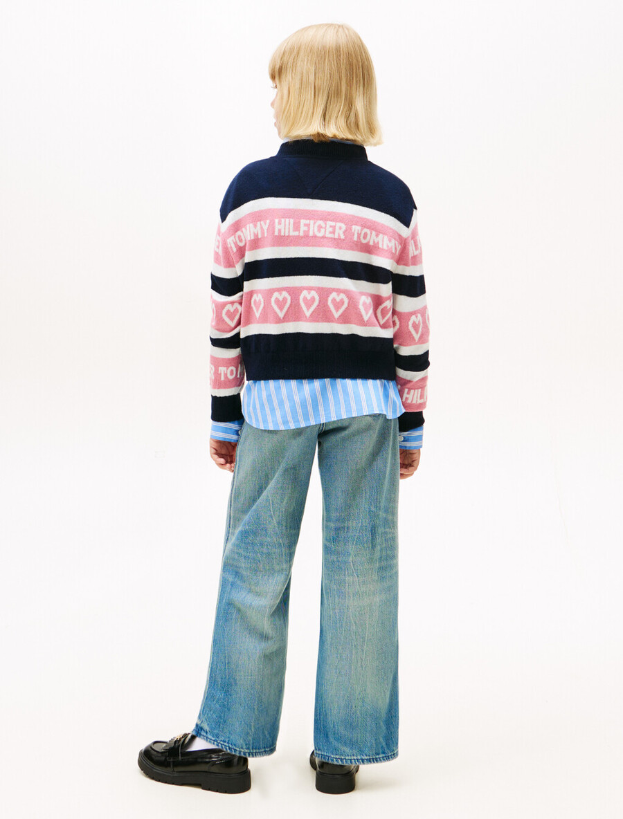 maglione rilassato con logo ripetuto intarsiato