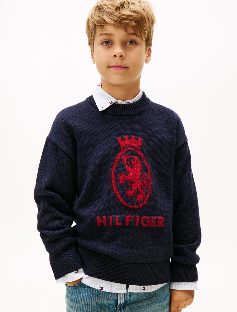 maglione girocollo con intarsi th crest
