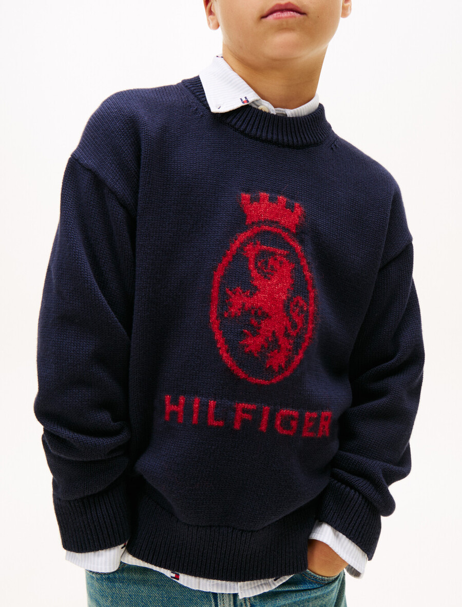 maglione girocollo con intarsi th crest